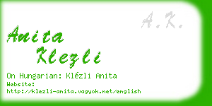 anita klezli business card